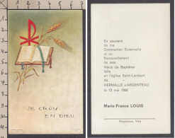 129933/ Communion, Marie-France LOUIS, Hermalle-sous-Argenteau, 1968 - Comunión Y Confirmación