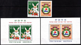 KOREA SOUTH 1974 Chinese New Year Of The Hare. 2v & 2 S/sheet, MNH - Chines. Neujahr