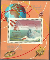 Manama 1969, Space, Overpr. Apollo 10, Flight To The Moon, Block - Manama