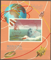 Manama 1969, Space, Overpr. Apollo 10, Flight To The Moon, Block IMPERFORATED - Manama