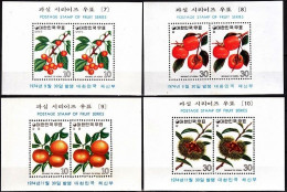 KOREA SOUTH 1974 FLORA Plants: Fruits And Berries. IV-V Issues. 4 Souvenir Sheets, MNH - Frutas