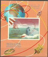 Manama 1969, Space, Overpr. Apollo 10, Flight To The Moon, Block IMPERFORATED - Asia