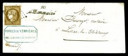 O N°1c, 10c Bistre-verdâtre Foncé Obl Pc 1711 + Cursive 80/L'Hommaizé Sur Enveloppe Pour Lussac. SUP (certificat)  Quali - 1849-1876: Classic Period