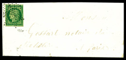 O N°2, 15c Vert Obl étoile Sur Lettre Locale De Paris, SUP (signé Calves/certificats)  Qualité: Oblitéré  Cote: 1850 Eur - 1849-1876: Periodo Classico