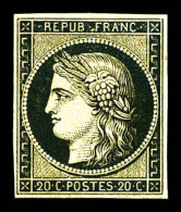 ** N°3, 20c Noir Sur Jaune, Fraîcheur Postale, SUP (signé Calves/certificat)  Qualité: ** - 1849-1850 Ceres