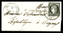 O N°3, 20c Cérès Obl Cachet à Date TYPE 14 Du 4 Janvier 1849 De TILLY SUR SEULLES (Calvados) Sur Petite Lettre Avec Text - 1849-1876: Klassieke Periode