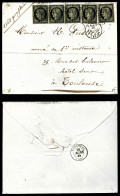 O N°3, 20c Cérès (bande De 3 + Deux) Obl Grille Sur Lettre Affranchie à 1f De Paris Le 26 Mars 1849 Pour Toulouse. SUP.  - 1849-1876: Periodo Clásico