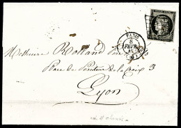 O N°3b, 20c Noir Sur Chamois-clair, Lettre Au Départ De Paris 8 Fev 1849 Pour Lyon, TB  Qualité: Oblitéré - 1849-1850 Ceres