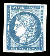 * N°4, 25c Bleu, Quasi **, Très Belles Marges, Fraîcheur Postale. SUPERBE. R.R. (signé Brun/Calves/certificat)  Qualité: - 1849-1850 Ceres