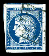 O N°4, 25c Bleu, Belles Marges Avec Voisins. TTB (signé Brun)  Qualité: Oblitéré - 1849-1850 Cérès