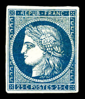 * N°4a, 25c Bleu Foncé, Grande Fraîcheur. SUPERBE. R.R. (signé Calves/certificats)  Qualité: *  Cote: 9250 Euros - 1849-1850 Ceres