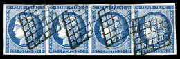O N°4a, 25c Bleu Foncé, Bande De Quatre Horizontale. TTB (signé/certificat)  Qualité: Oblitéré  Cote: 1100 Euros - 1849-1850 Ceres