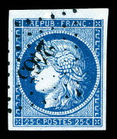 O N°4a, 25c Bleu-foncé. TTB  Qualité: Oblitéré  Cote: 75 Euros - 1849-1850 Cérès