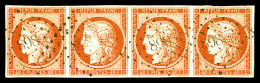 O N°5, 40c Orange En Bande De 4 Oblitération Petit Chiffres 898 (Cognac). SUPERBE. R. (certificats)  Qualité: Oblitéré   - 1849-1850 Cérès