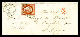 O N°5a, 40c Orange-vif Obl Grille + Càd ST GERMAIN EN LAYE Sur Lettre Du 18 Juin 1854 Pour La Belgique. TTB (certificat) - 1849-1876: Klassik
