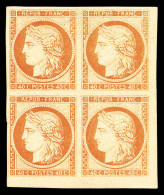 * N°5g, 40c Orange, Impression De 1862 En Bloc De Quatre Cdf, 1 Exemplaire **, Très Frais. TTB (signé/Certificat)  Quali - 1849-1850 Cérès