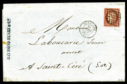 O N°6, 1f Carmin Foncé Obl Grille + Càd De BORDEAUX Le 12 Avril 1851 Sur Lettre Pour SAINT-CERE. TB (signé Scheller/cert - 1849-1876: Période Classique