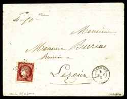 O N°6, 1F Carmin-vif Sur Jaune Obl Pc '1558' + Càd D'ISSOIRE Le 5 Juin 1853 Sur Lettre Pour LEZOUX. SUP. (signé Scheller - 1849-1876: Klassik