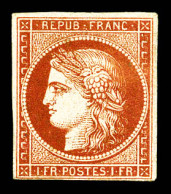 * N°7, 1F Vermillon, Jolie Nuance Et Grande Fraîcheur. SUPERBE. R.R.R. (signé Calves/Brun/certificats)  Qualité: *  Cote - 1849-1850 Cérès