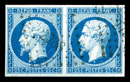 O N°10, 25c Bleu En Paire Obl Pc , Jolie Pièce. TTB  Qualité: Oblitéré  Cote: 120 Euros - 1852 Louis-Napoléon