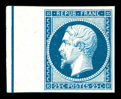 (*) N°10b, 25c Bleu, Bord De Feuille Avec Filet D'encadrement. TB (signé Calves/Brun/certificat)  Qualité: (*)  Cote: 25 - 1852 Luigi-Napoleone