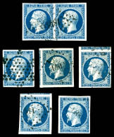 O N°10, 25c Bleu, 7 Pièces Choisies Dont Une Paire. TTB  Qualité: Oblitéré - 1852 Louis-Napoleon