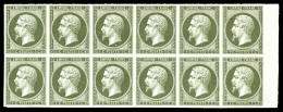 ** N°11a, 1c Bronze, Bloc De 12 Exemplaires Bdf, Fraîcheur Postale. SUP (certificat)  Qualité: ** - 1853-1860 Napoléon III.