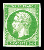 ** N°12, 5c Vert, Fraîcheur Postale. SUP (certificat)  Qualité: ** - 1853-1860 Napoléon III.