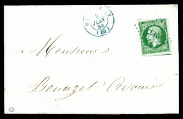O N°12, 5c Vert Obl Pc 2117 + Càd Bleu De MONTMEDY Sur Lettre Locale Du 2 Juin 1858. TB. R (signé/certificat)  Qualité:  - 1849-1876: Periodo Clásico