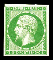 * N°12a, 5c Vert-jaune. TTB (certificat)  Qualité: *  Cote: 1525 Euros - 1853-1860 Napoléon III.