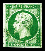 O N°12c, 5c Vert-foncé Sur Vert. TB  Qualité: Oblitéré  Cote: 380 Euros - 1853-1860 Napoleone III