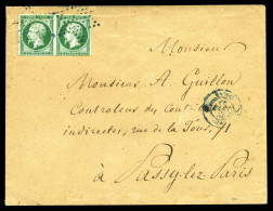 O N°12c, 5c Vert-foncé Sur Vert En Paire Obl étoile Bleue + Càd De PARIS. SUPERBE. R. (certificat)  Qualité: Oblitéré - 1849-1876: Classic Period