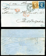 O N°13 +14 (pd), 10c +20c Empire Sur Lettre à Destination De Philadelphie, Obl Càd 'New York' Sur Le Timbre. TB  Qualité - 1849-1876: Klassik