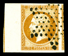 O N°13Ad, 10c Bistre Type I, Bord De Feuille Avec Filet D'encadrement Obl étoile, Un Voisin. SUP (certificat)  Qualité:  - 1853-1860 Napoléon III.