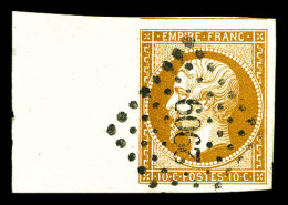 O N°13B, 10c Bistre Type II Obl 2909, Bord De Feuille Intégral, Pièce Choisie. SUP  Qualité: Oblitéré - 1853-1860 Napoleon III