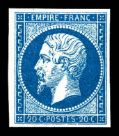 ** N°14, 20c Bleu Nuance Soutenue, Fraîcheur Postale. TTB (certificat)  Qualité: ** - 1853-1860 Napoléon III.