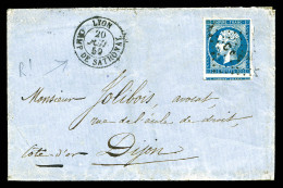 O N°14A, 20c Empire Obl Losange 'C.D.S' + Càd 'Camp De Sathonay' Du 20 Juillet 1859 Sur Lettre à Destination De Dijon (c - 1853-1860 Napoléon III