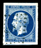 O N°14Aa, 20c Bleu Foncé, Très Grandes Marges Avec Voisin. SUP (certificat)  Qualité: Oblitéré - 1853-1860 Napoleon III