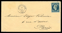 O N°14Ad, 20c Bleu Sur Vert Sur Lettre De MEUNG Sur LOIRE Pour Paris. TTB  Qualité: Oblitéré  Cote: 375 Euros - 1849-1876: Classic Period