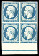 ** N°14Ai, 20c Bleu Laiteux Bord De Feuille Inférieur Avec Liseret D'encadrement (2ex*), Fraîcheur Postale, R.R.R, SUP ( - 1853-1860 Napoleone III