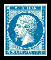 ** N°14B, 20c Type II, Quatre Belles Marges équilibrées, Fraîcheur Postale. SUP (certificat)  Qualité: ** - 1853-1860 Napoléon III.