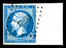 O N°14B, 20c Bleu Type I, Bord De Feuille Latéral. SUP  Qualité: Oblitéré - 1853-1860 Napoleon III