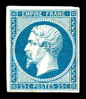 * N°15, 25c Bleu, TTB. R.R. (signé Calves/certificat)  Qualité: *  Cote: 3600 Euros - 1853-1860 Napoleon III