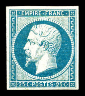 * N°15a, 25c Bleu Laiteux, Frais. SUPERBE. R. (certificat)  Qualité: *  Cote: 3600 Euros - 1853-1860 Napoleon III