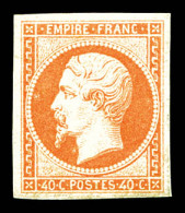 ** N°16, 40c Orange, FRAÎCHEUR POSTALE, SUPERBE (certificat)  Qualité: ** - 1853-1860 Napoleon III