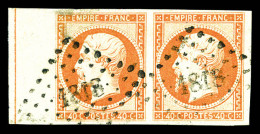 O N°16c, 40c Orange Obl Pc '1818' En Paire Bord De Feuille Avec Filet D'encadrement, R.R.R, SUP (signé/certificat)  Qual - 1853-1860 Napoleone III