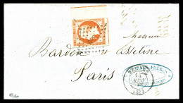 O N°16c, 40c Orange Bord De Feuille Avec Filet D'encadrement + Càd De BEZIERS Le 14 Aout 54 Sur Petite Lettre Pour Paris - 1849-1876: Periodo Clásico