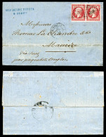 O N°17, 80c Rose Vif En Paire Obl Losange '1896' + Càd Marseille Du 26 Oct 1860 à Destination De L'Ile Maurice. SUP (cer - 1849-1876: Periodo Clásico