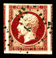 O N°17A, 80c Carmin, Grandes Marges Avec 2 Voisins. SUP (signé Brun/certificat)  Qualité: Oblitéré - 1853-1860 Napoléon III.