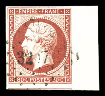 O N°17A, 80c Carmin Obl Pc 3217, Bord De Feuille. SUP (signé/certificat)  Qualité: Oblitéré - 1853-1860 Napoléon III.